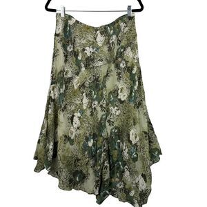 Vintage J Marco Asymmetrical Midi Skirt Womens M Green Fairy Whimsical Boho